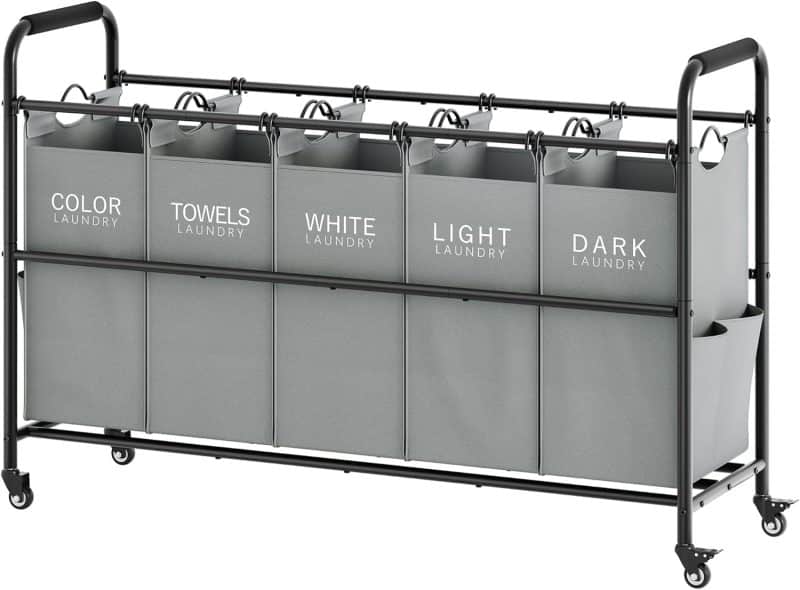 Tajsoon 5 Bag Laundry Sorter Cart - Image 33