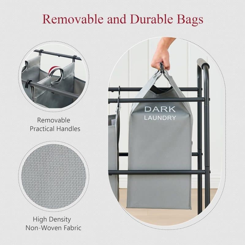 Tajsoon 5 Bag Laundry Sorter Cart - Image 37