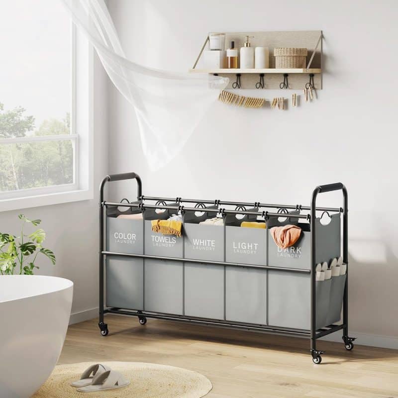 Tajsoon 5 Bag Laundry Sorter Cart - Image 40