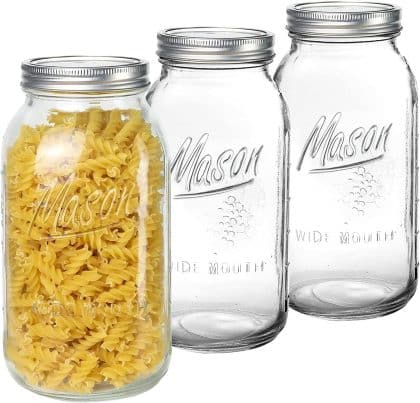 YNIKEN 64 oz Mason Jars Wide Mouth (3-Pack)