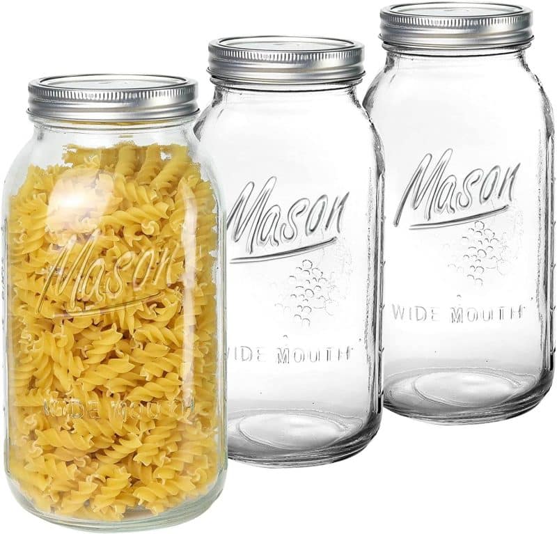 YNIKEN 64 oz Mason Jars Wide Mouth (3-Pack)