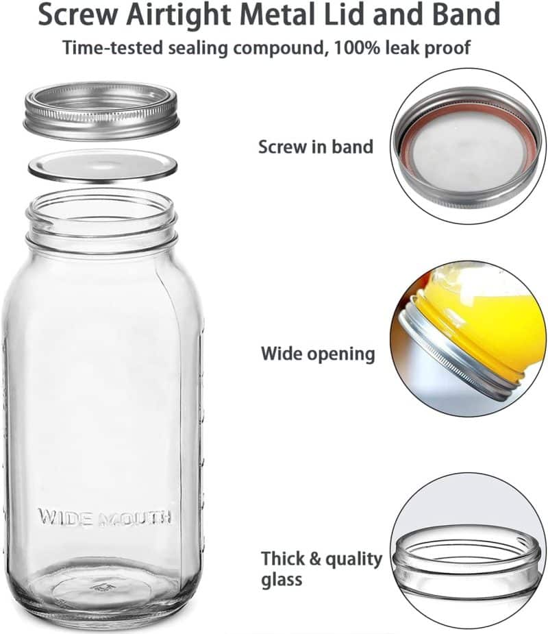YNIKEN 64 oz Mason Jars Wide Mouth (3-Pack) - Image 3