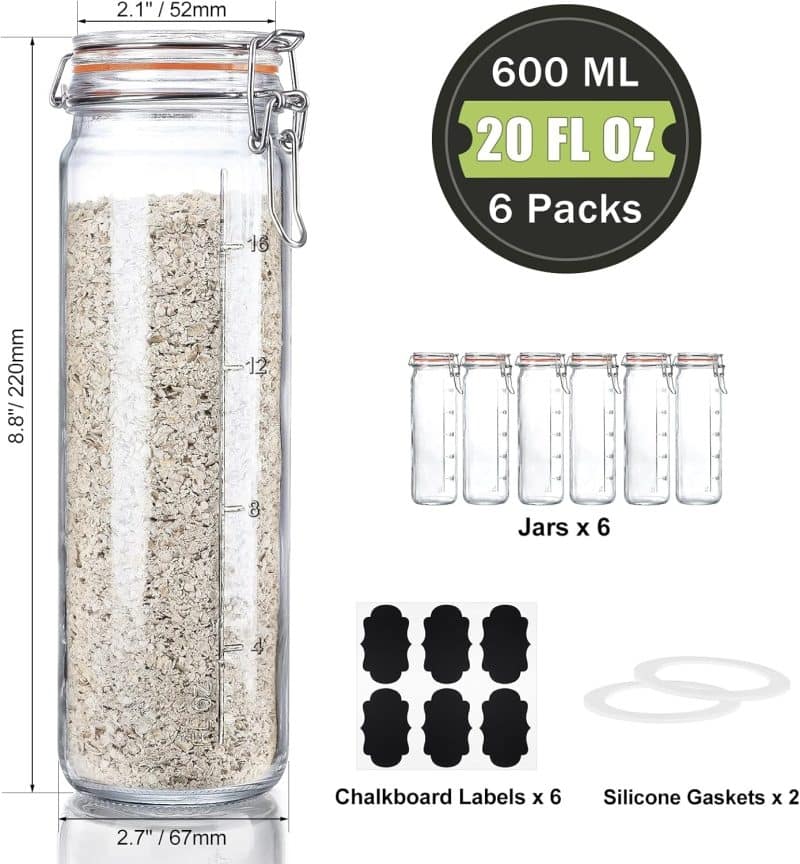 Huichuiero 20 oz Airtight Durable Glass Jars - Image 6
