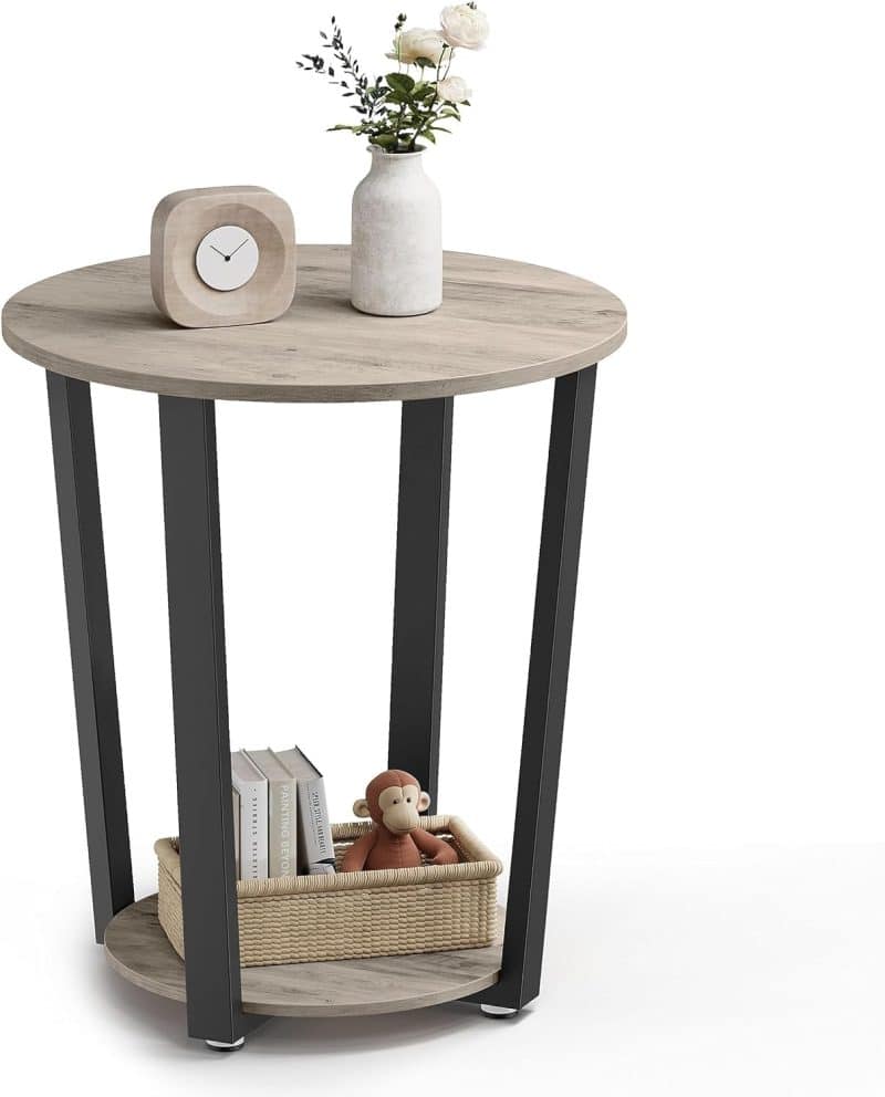 VASAGLE Round Side Table with Storage Shelf - Image 2